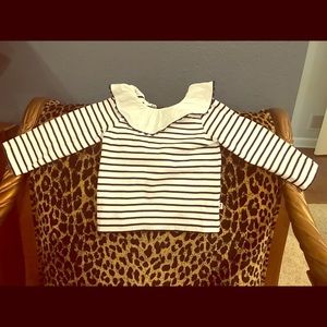 Jacadi navy blue and white striped toddler top